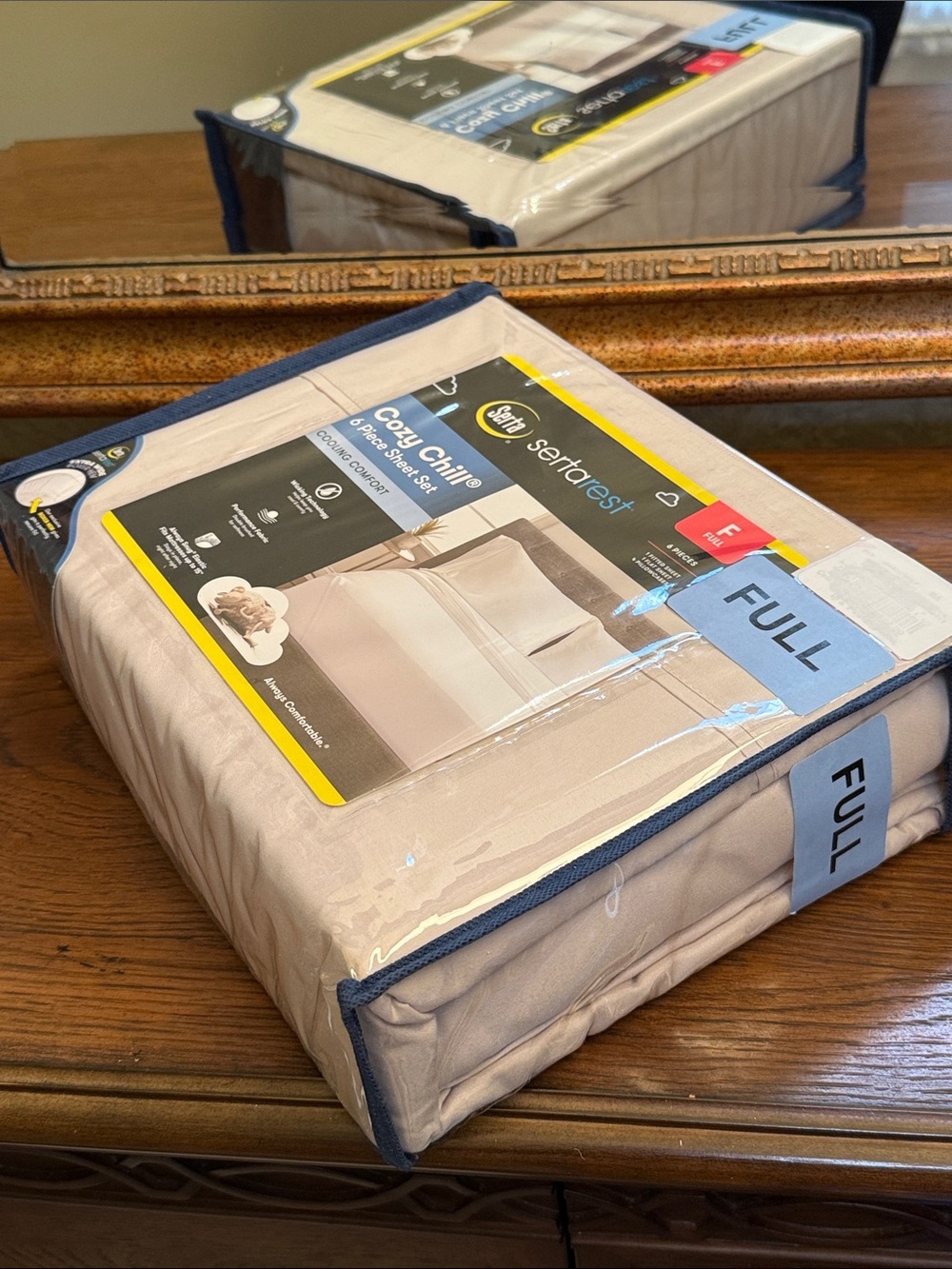 Serta Cozy Chill Full 6-Piece Sheet Set - Tan. - Picture 9 of 10